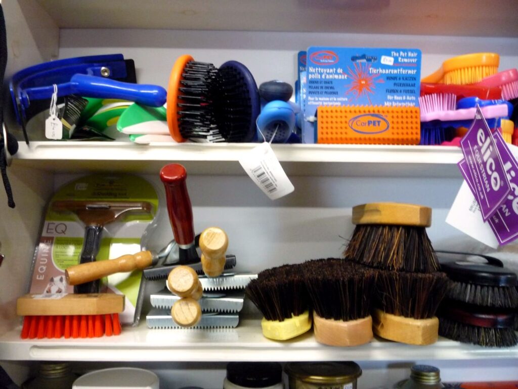 Horse grooming brushes and curry combs at The Newark Saddler